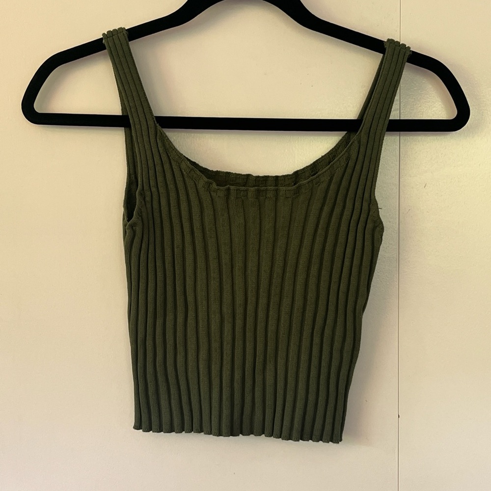 Green Thick Ribbed Crop Top